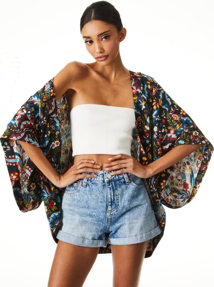 TRACY REVERSIBLE COCOON KIMONO - SANTA MONICA OFF WHITE - Alice And Olivia