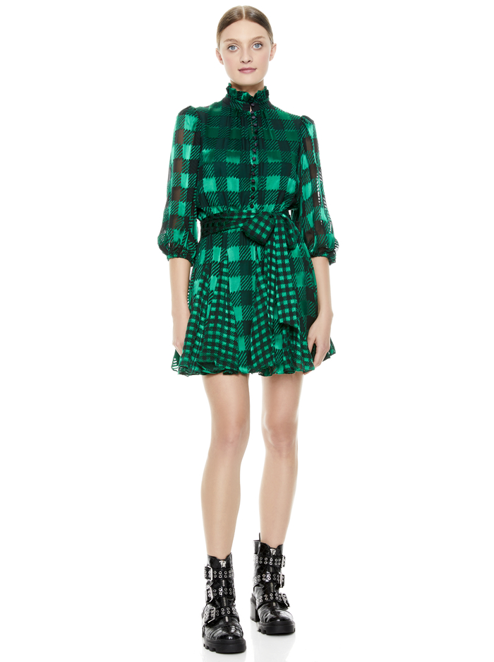 MINA PUFF SLEEVE MINI DRESS - GINGHAM BABE LG/COMBO image 1 - Alice And Olivia