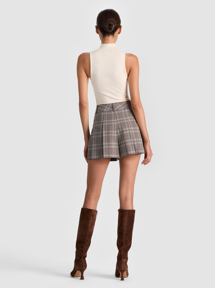 SCARLET FLUTTER SHORT - BLACK/OFF WHITE/DARK CHOCOLATE image 2 - Alice And Olivia