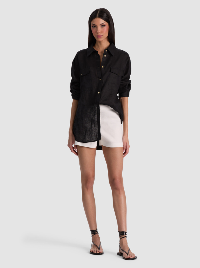 FINELY OVERSIZED LINEN BUTTON DOWN - BLACK image 1 - ALICE + OLIVIA