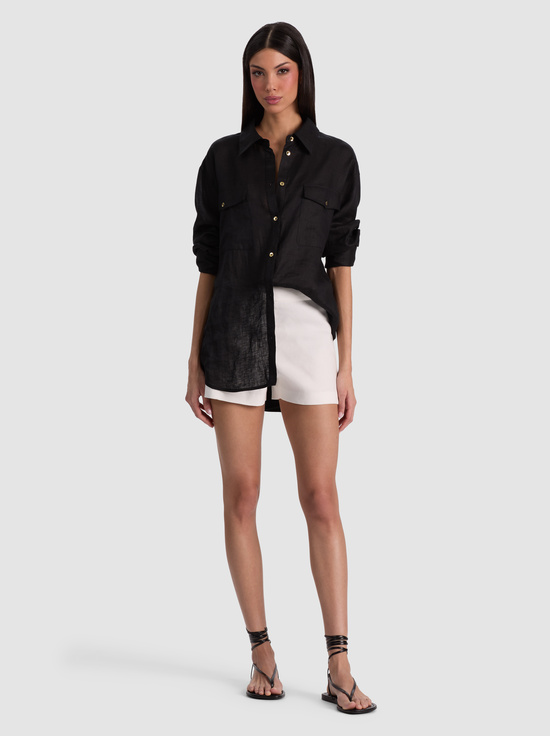 BLACK-FINELY OVERSIZED LINEN BUTTON DOWN