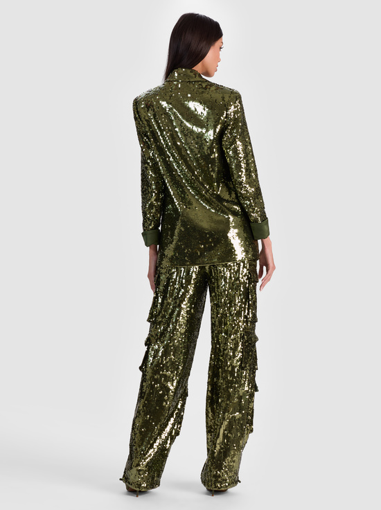 DARK OLIVE-QUINCY SEQUIN BLAZER