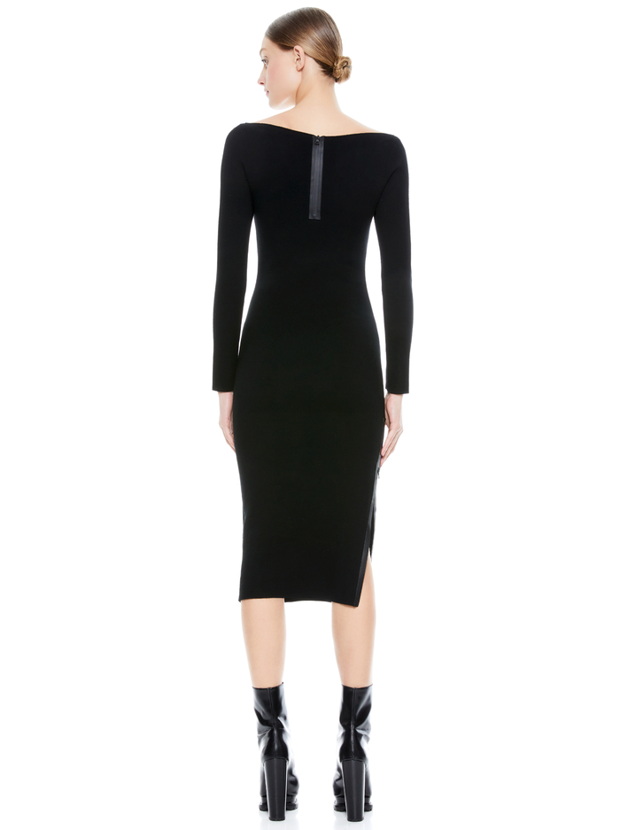 ROCHELLE BOATNECK MIDI DRESS - BLK/BLK image 1 - Alice And Olivia
