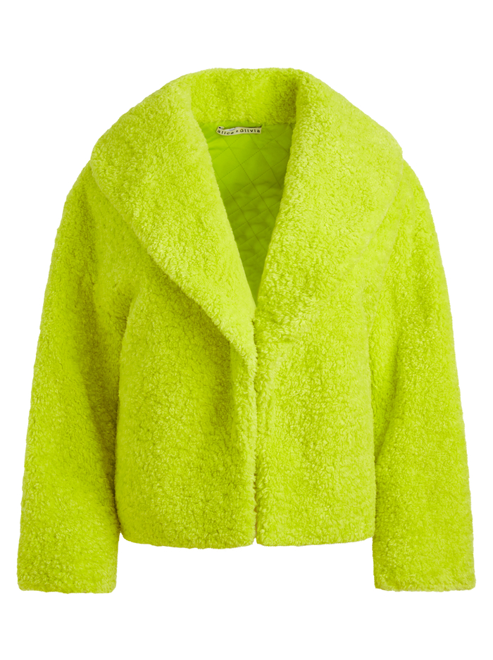 ORA FAUX FUR COAT - LIME PUNCH image 5 - Alice And Olivia