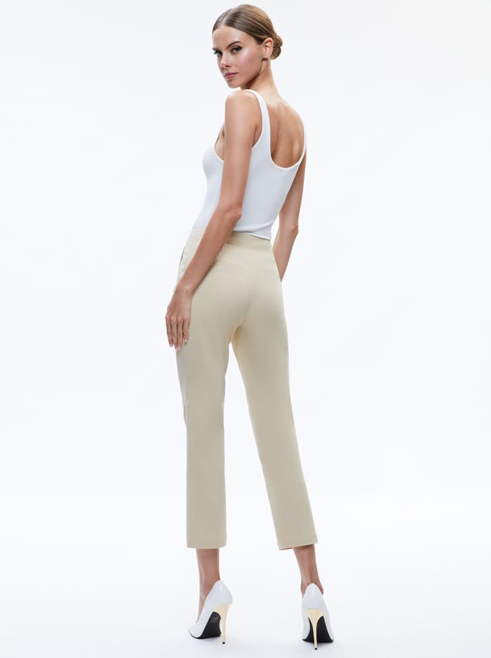 NICKY CHINO WAISTBAND SLIM ANKLE PANT - LATTE image 1 - Alice And Olivia
