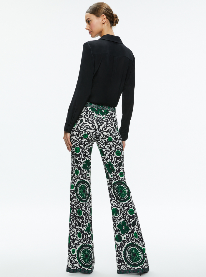 ANDREW HIGH WAISTED BOOTCUT SLIM PANT - MONARCH LIGHT EMERALD SMALL image 1 - Alice And Olivia
