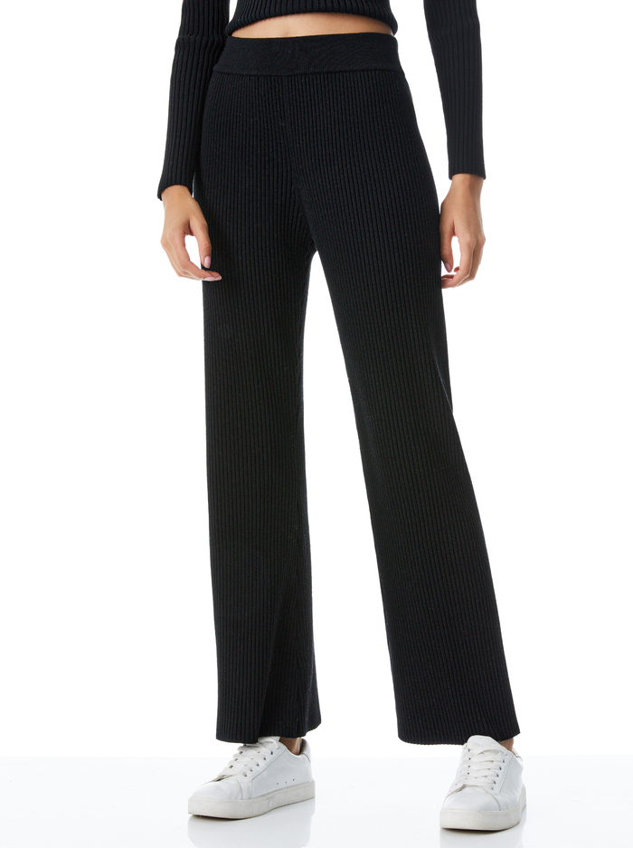 CHARLIZE WIDE LEG SWEATER PANT - BLACK - Alice And Olivia