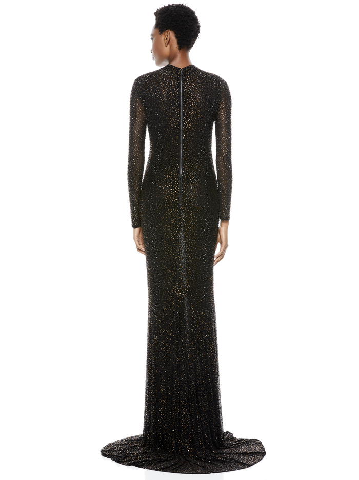 DELORA EMBELLISHED GOWN - BLACK/DARK BROWN image 2 - ALICE + OLIVIA