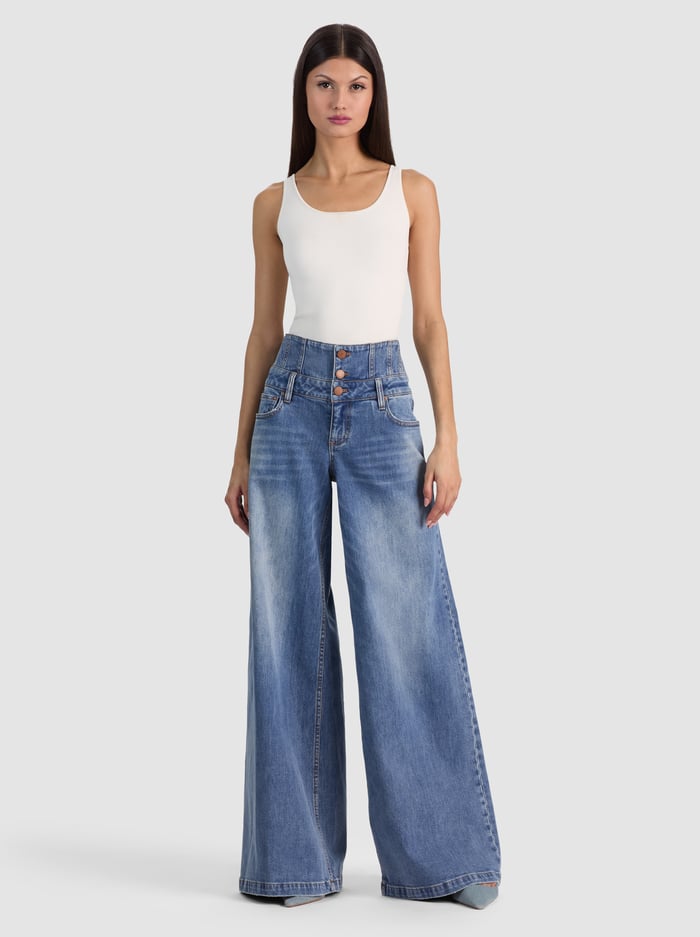 WHIT ULTRA HIGH BUTTON FRONT JEAN - BROOKLYN BLUE image 1 - ALICE + OLIVIA