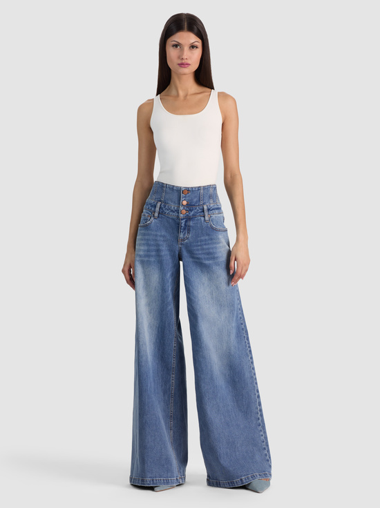 BROOKLYN BLUE-WHIT ULTRA HIGH BUTTON FRONT JEAN