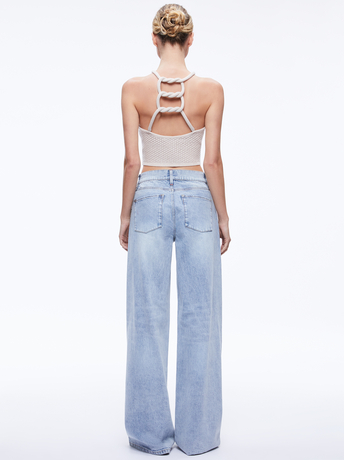 DARIA POINETELLE CORD BACK HALTER TOP