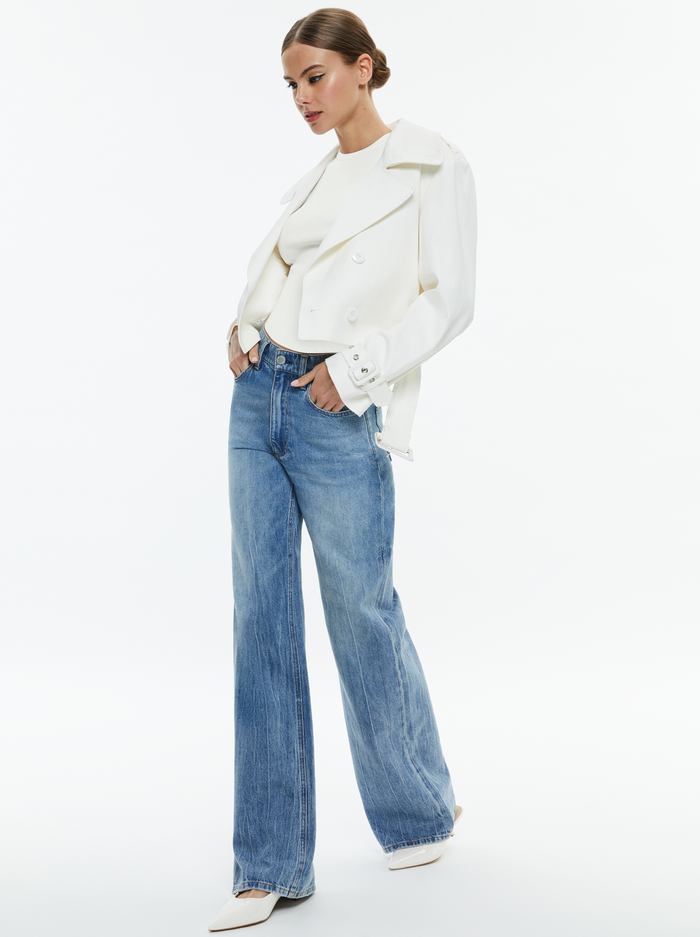 KEITH CROPPED TRENCH WITH BELT - OFF WHITE image 4 - Alice And Olivia