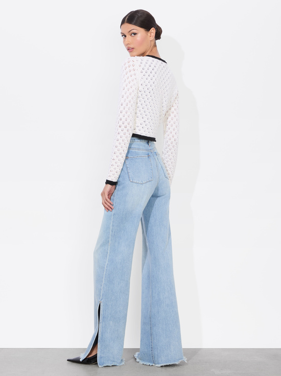 SOFT WHITE/BLACK-DANNIE SHRUG BOW CARDIGAN