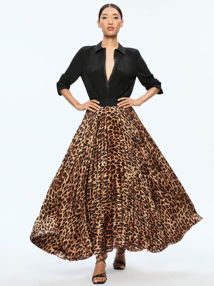 KATZ PLEATED MAXI SKIRT - SPOTTED LEOPARD DARK TAN image 1 - Alice And Olivia