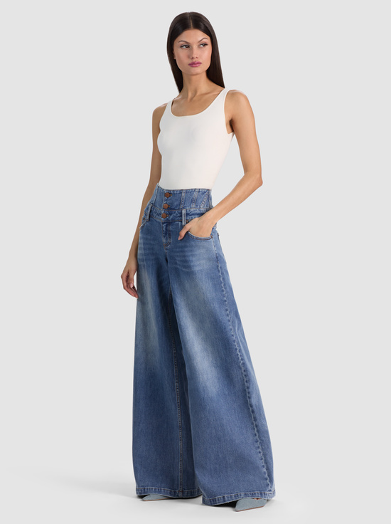 BROOKLYN BLUE-WHIT ULTRA HIGH BUTTON FRONT JEAN