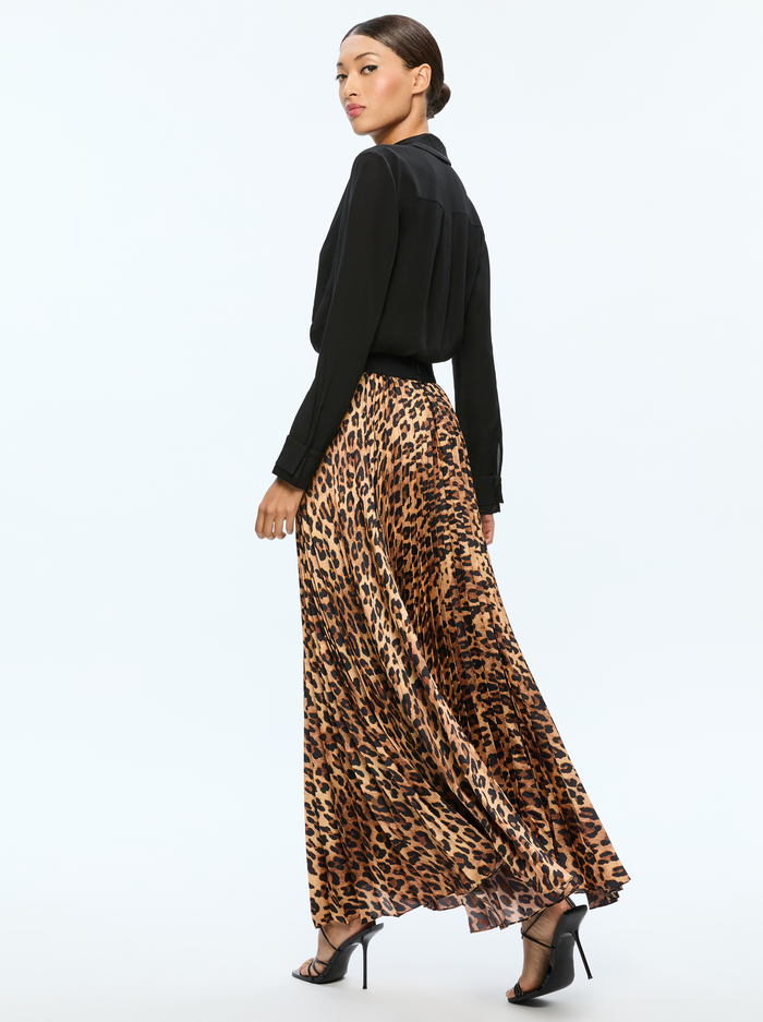 KATZ PLEATED MAXI SKIRT - SPOTTED LEOPARD DARK TAN image 2 - Alice And Olivia