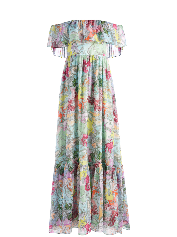 A+O X LOLA SCHNABEL TEMPIE RUFFLE OFF SHOULDER MAXI DRESS - LOLA
