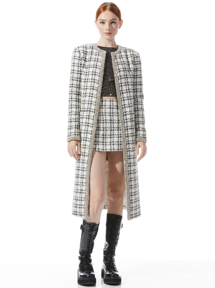 TULSI MAXI JACKET - OFF WHITE/BLACK - Alice And Olivia