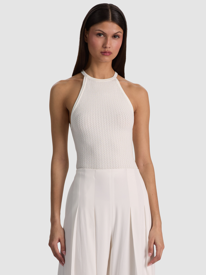 HEIDI POINTELLE TANK - SOFT WHITE - ALICE + OLIVIA