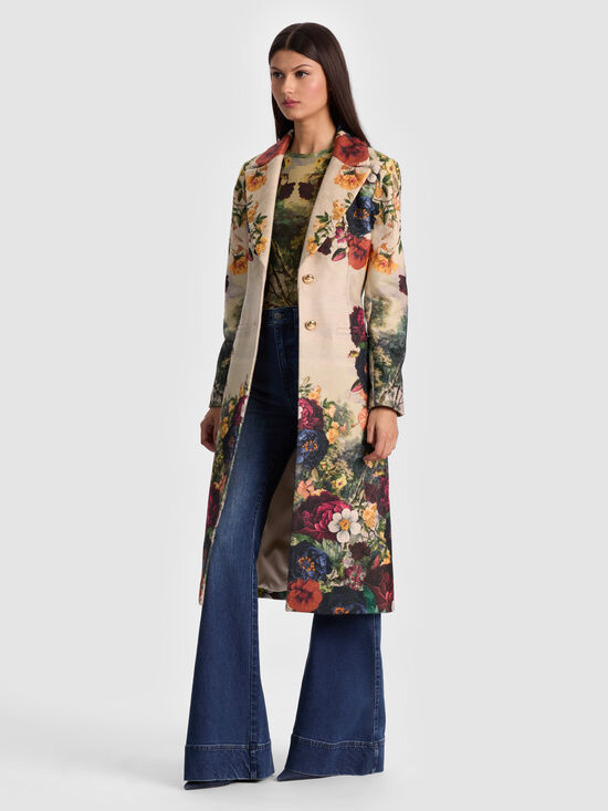 JOELLE BELTED COAT in FORBIDDEN FOREST | ALICE + OLIVIA