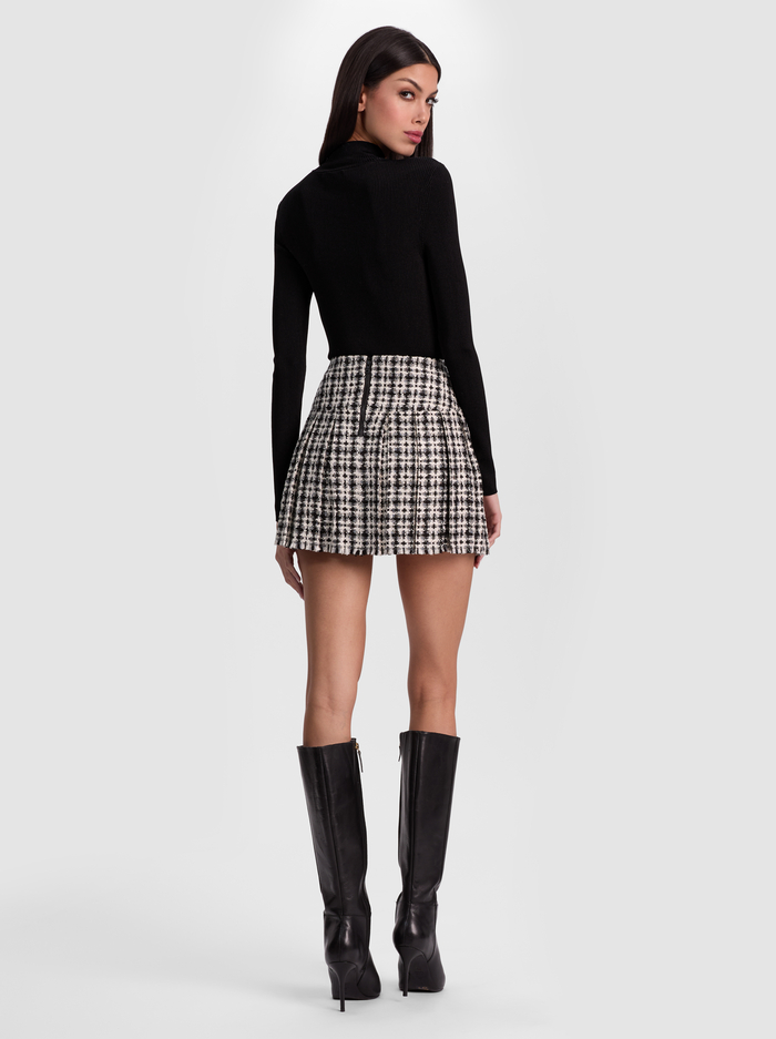 EMILIE TWEED MINI SKIRT - BLACK/OFF WHITE image 2 - ALICE + OLIVIA