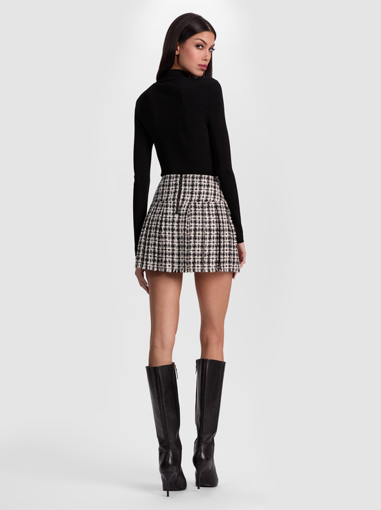 BLACK/OFF WHITE-EMILIE TWEED MINI SKIRT