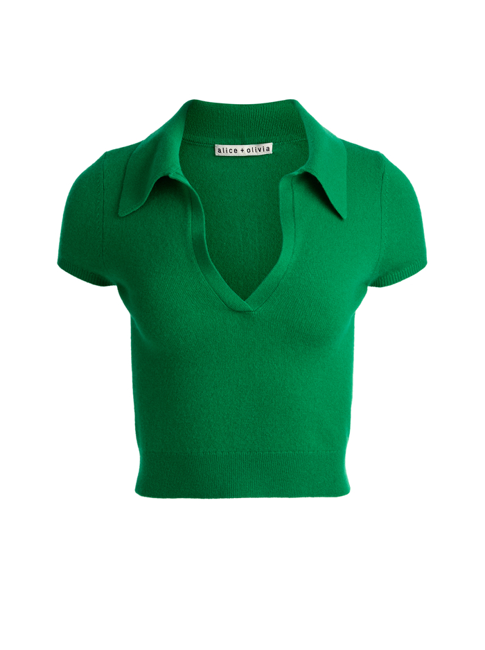 ANDI CASHMERE POLO - GREEN APPLE image 6 - ALICE + OLIVIA