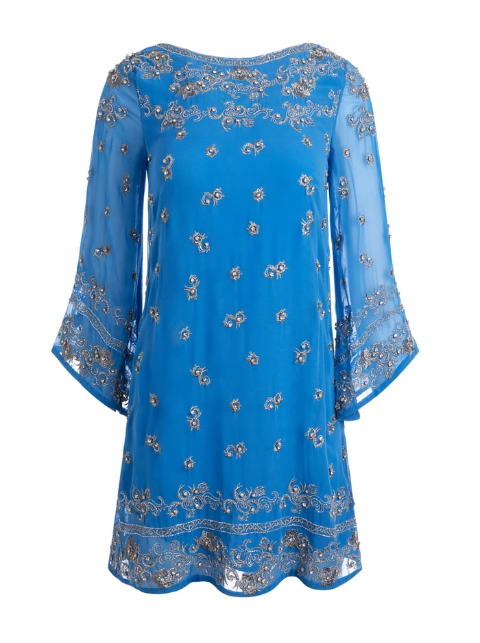 ELEONORA EMBELLISHED TUNIC DRESS - FRENCH BLUE/ANTIQUE SILVER image 6 - Alice And Olivia