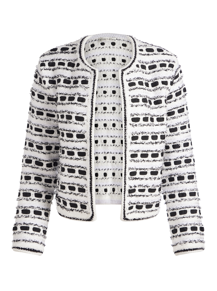 MARJORIE TWEED CARDIGAN - SOFT WHITE/BLACK image 5 - Alice And Olivia