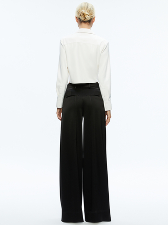 OFF WHITE-LEON CROPPED VEGAN LEATHER BUTTON DOWN