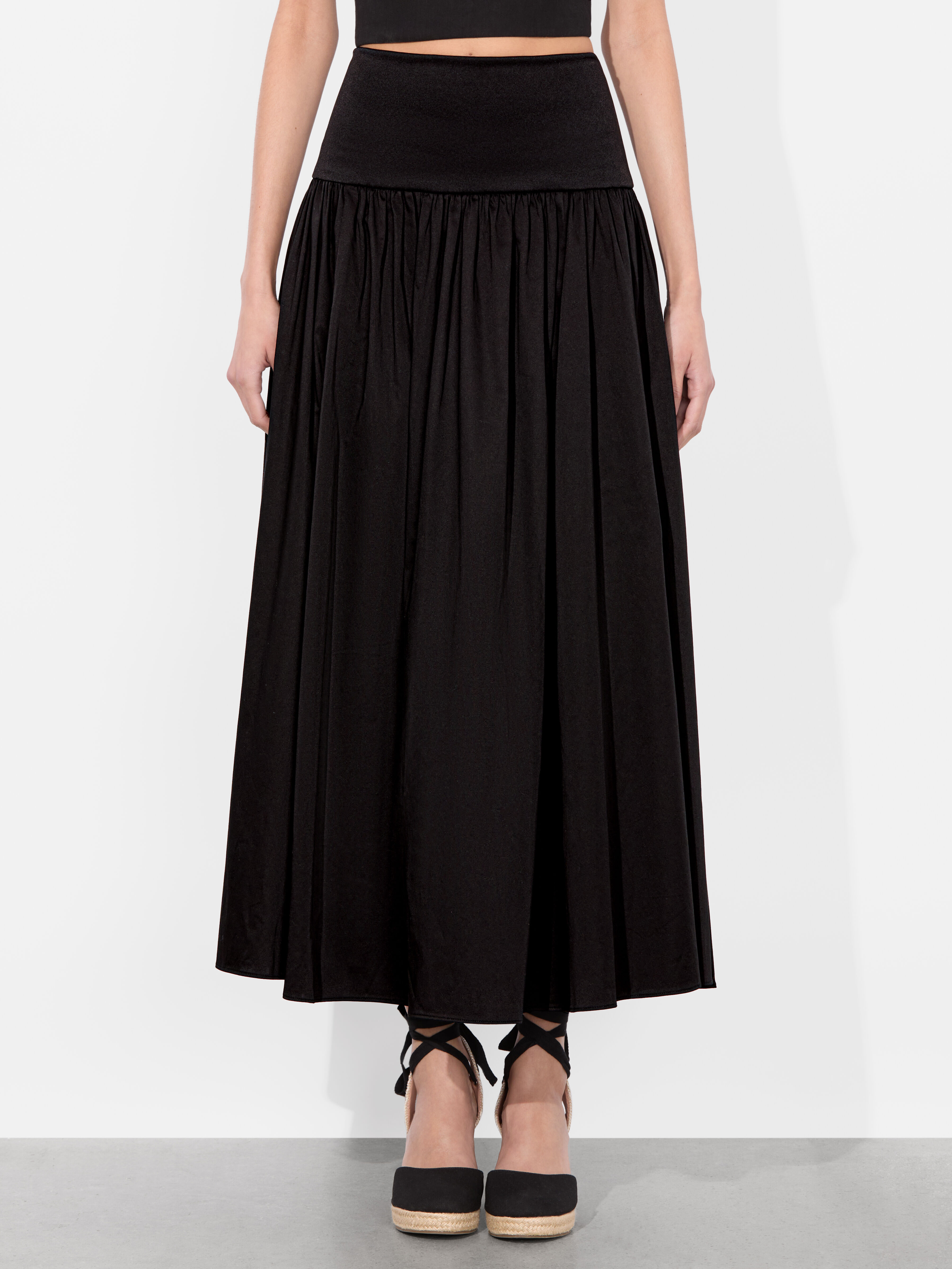ORIANA DROP WAIST MIDI SKIRT in BLACK | ALICE + OLIVIA