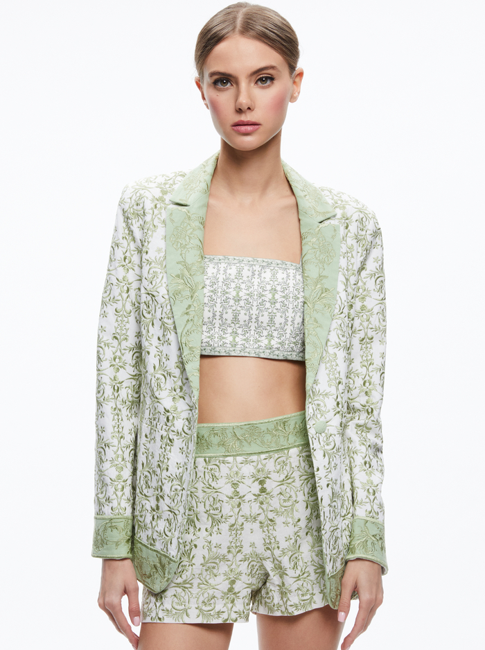 MACEY NOTCH COLLAR FITTED BLAZER - REPUBLIC GEO - Alice And Olivia