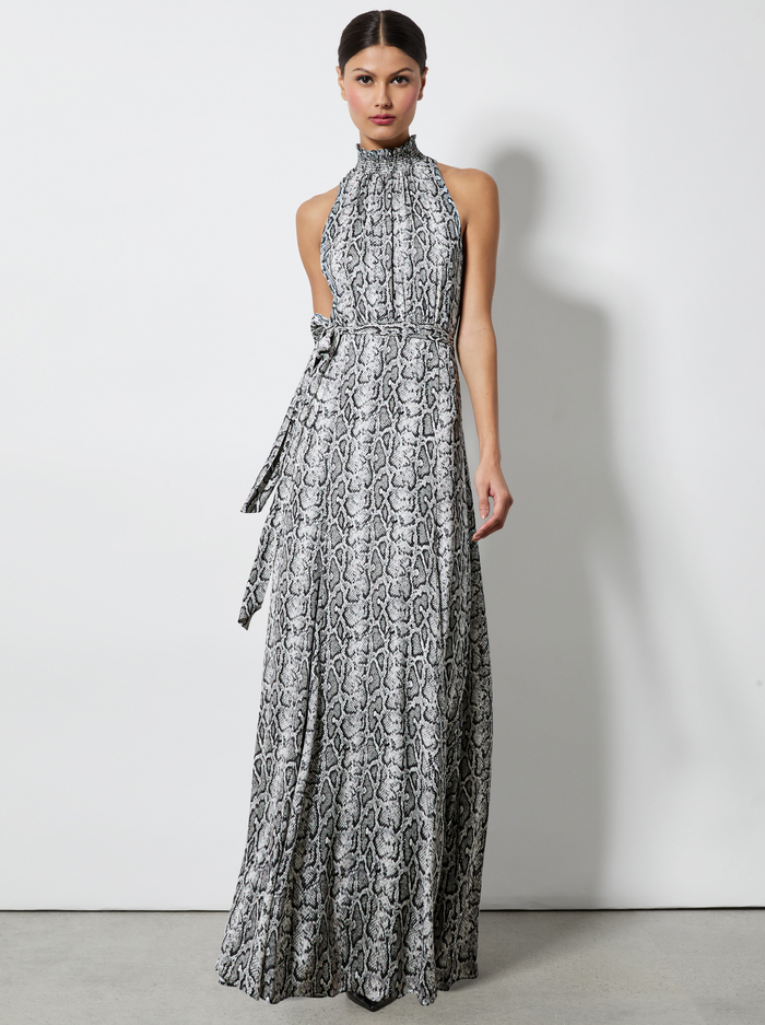 DITA MAXI DRESS - OFF WHITE/BLACK PYTHON image 3 - Alice And Olivia