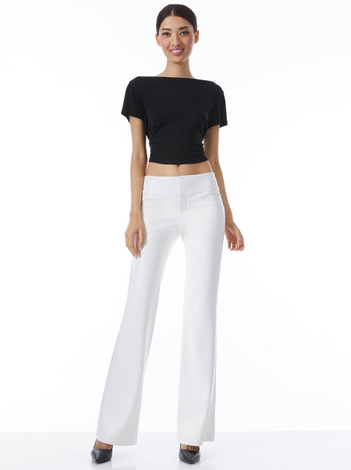 Olivia Vegan Leather Bootcut Pant In Off White | Alice And Olivia