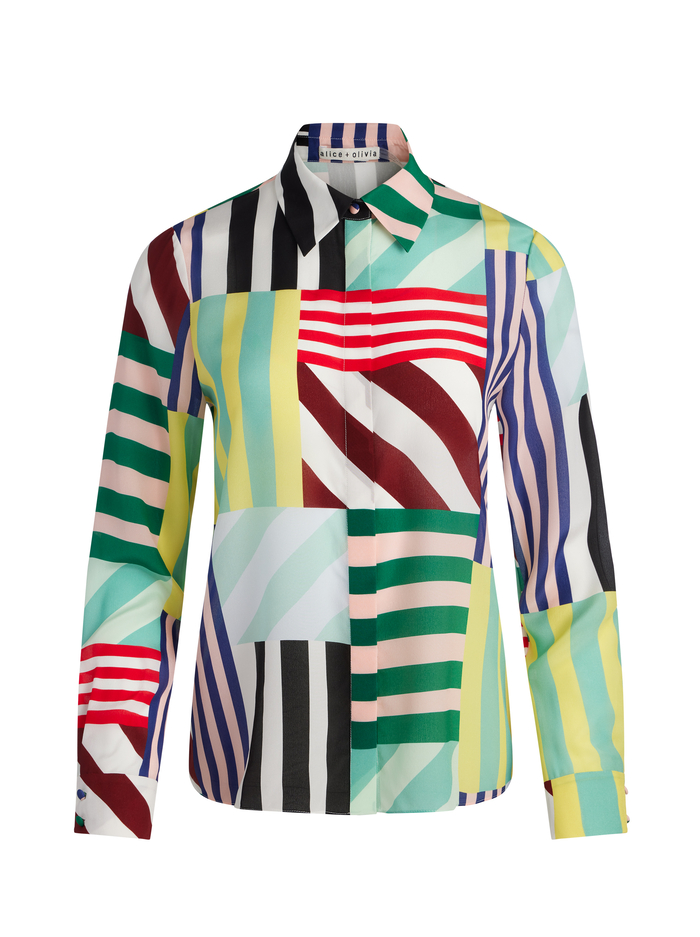 WILLA SILK BLOUSE - SORBET STRIPE image 5 - Alice And Olivia