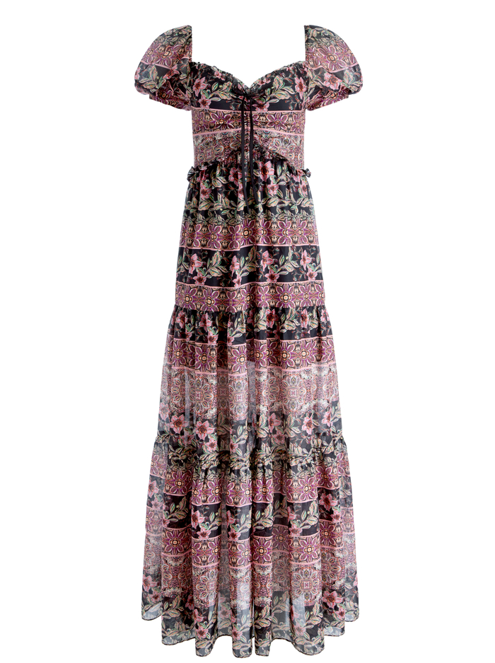 ANDREA PUFF SLEEVE MAXI DRESS - CANOPY TILE BLACK image 5 - Alice And Olivia