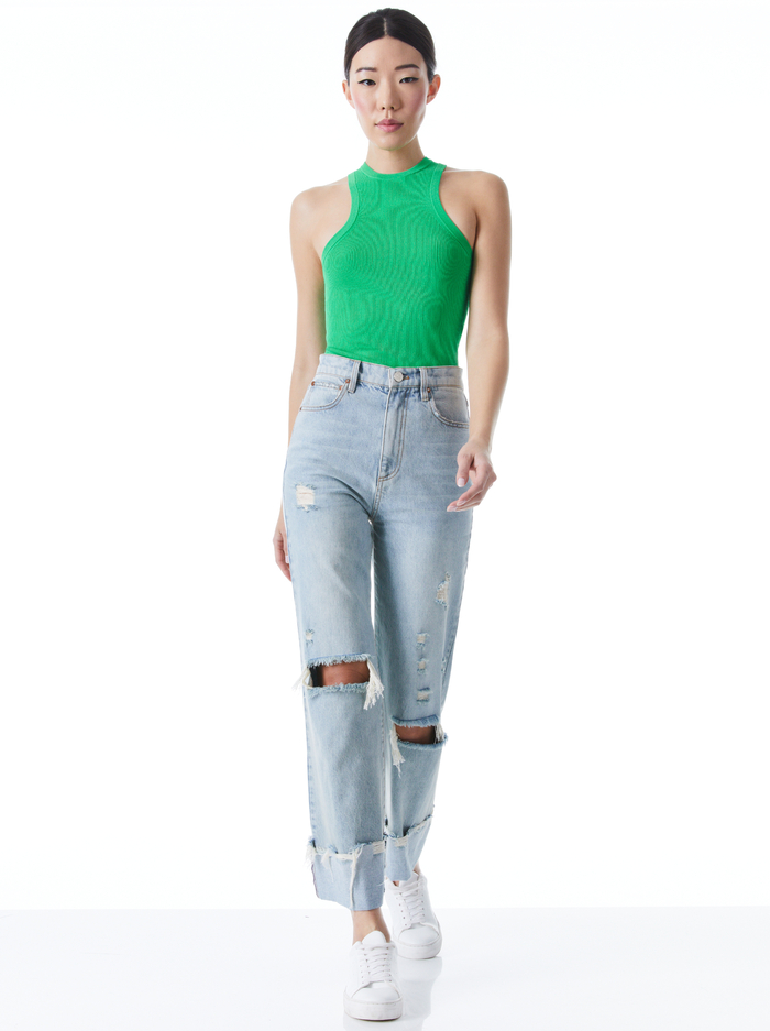 ALEENA FITTED RIB TANK - GARDEN GREEN image 2 - Alice And Olivia