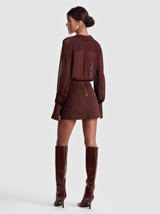 DARK CHOCOLATE-RILEY SUEDE MINI SKIRT
