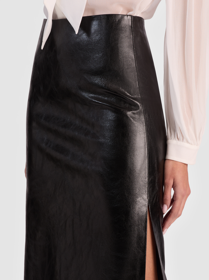 MAEVE VEGAN MIDI SKIRT - BLACK image 3 - Alice And Olivia