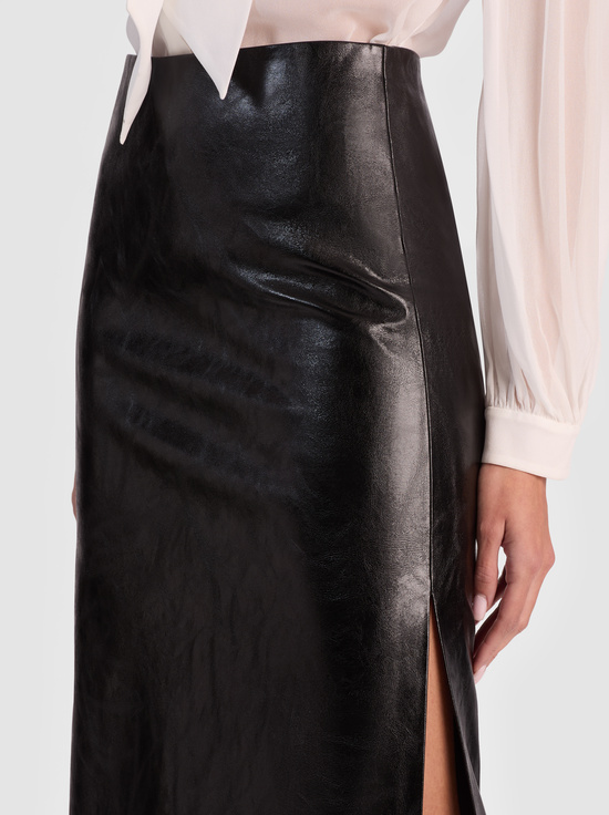 BLACK-MAEVE VEGAN MIDI SKIRT