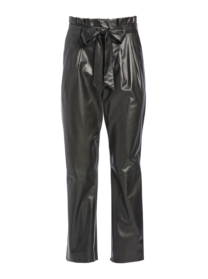 RYAN LEATHER PAPER BAG ANKLE PANT - BLACK image 5 - ALICE + OLIVIA