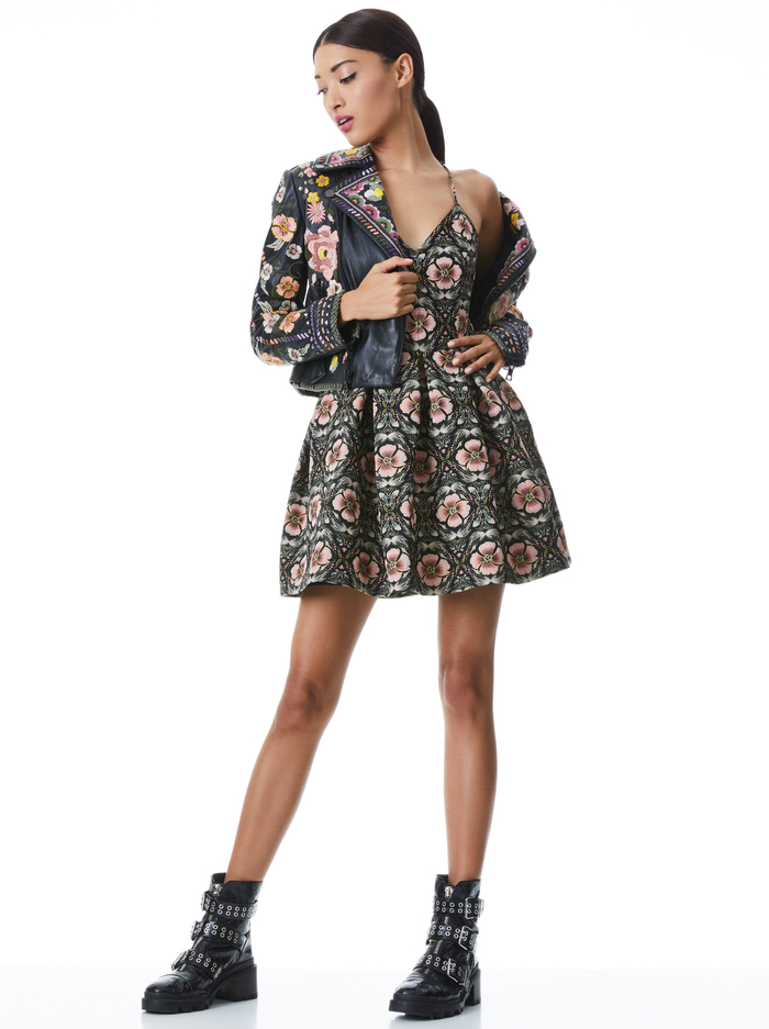 CODY EMBROIDERED LEATHER JACKET - BLACK/MULTI image 4 - Alice And Olivia