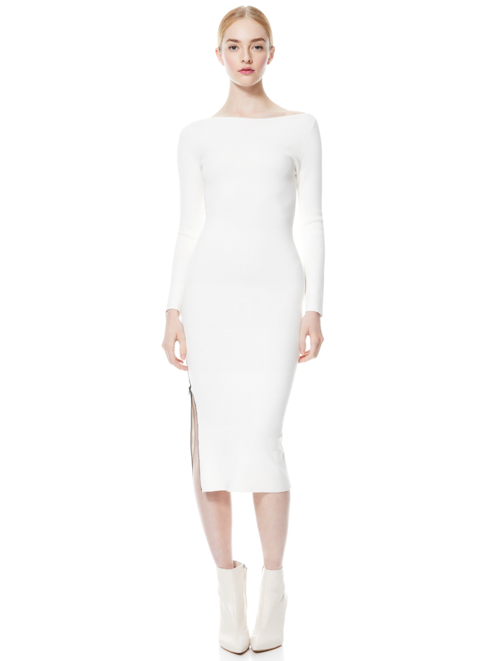 rochelle boatneck midi dress alice and olivia