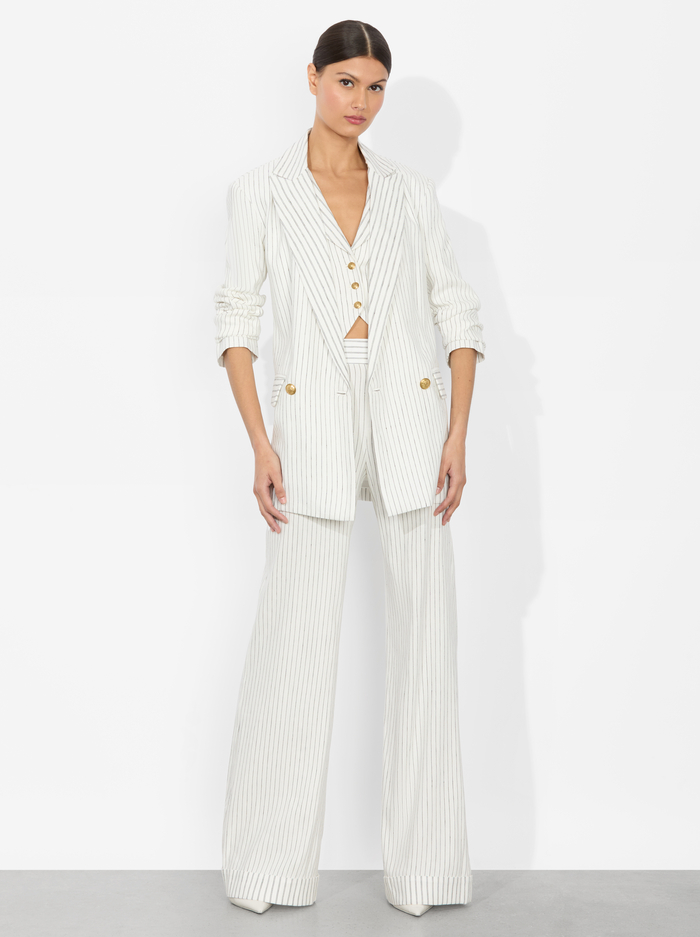 ARIAS LINEN BLAZER - OFF WHITE/BLACK image 4 - Alice And Olivia