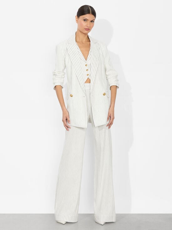 OFF WHITE/BLACK-ARIAS LINEN BLAZER
