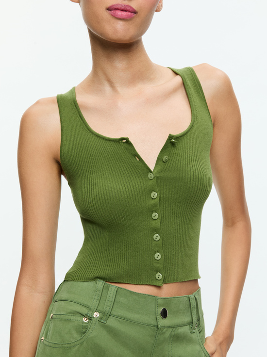 AVOCADO-DARYN BUTTON THROUGH CROPPED TANK