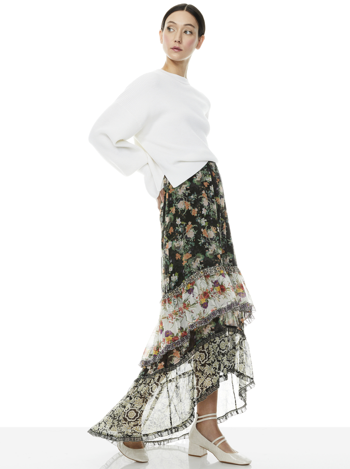 CARALIE HIGH LOW SKIRT - DREAM CASTLE MULTI image 6 - Alice And Olivia