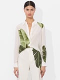 WILLA SILK BLOUSE - JUNGLE PALM OFF WHITE