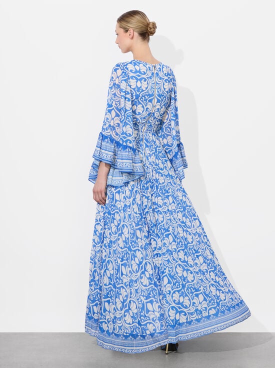 SOIREE TRUE BLUE-SELENE PLEATED MAXI DRESS
