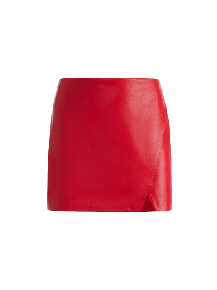 SIOBHAN VEGAN MINI SKIRT - RED APPLE image 5 - Alice And Olivia
